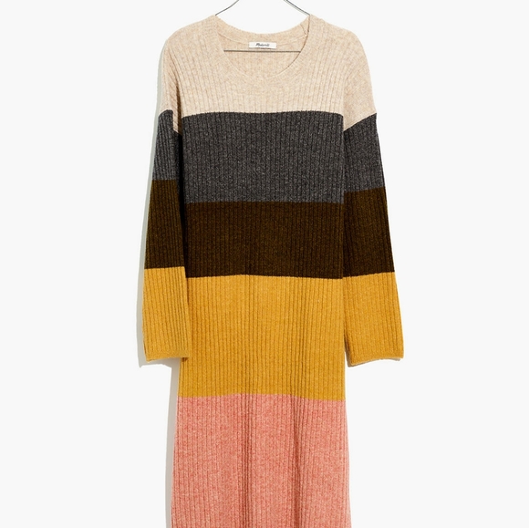 NWT Madewell Colorblock Midi Sweater Dress in Coziest Yarn, Small - Picture 5 of 8